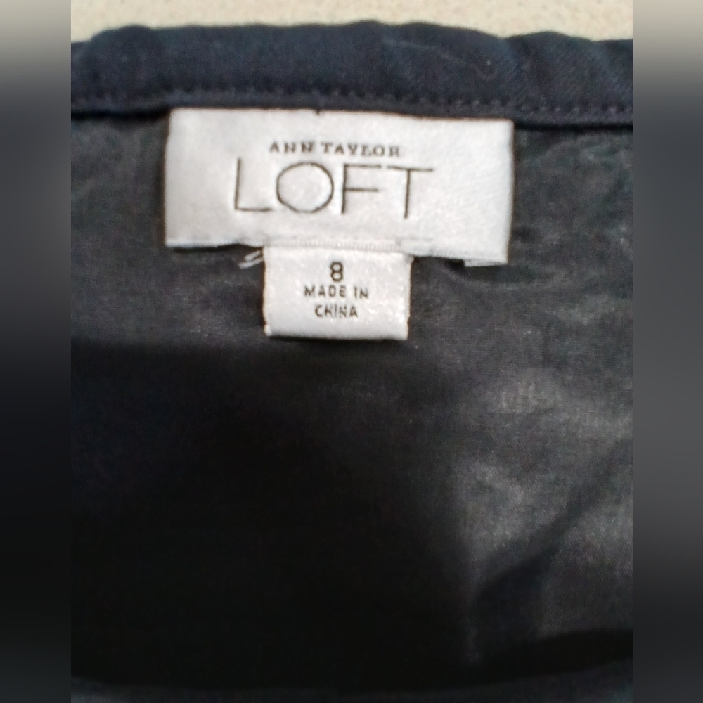 Ann Taylor Loft women's 8 wool blend embroidered black skirt blue tan floral - Picture 5 of 10